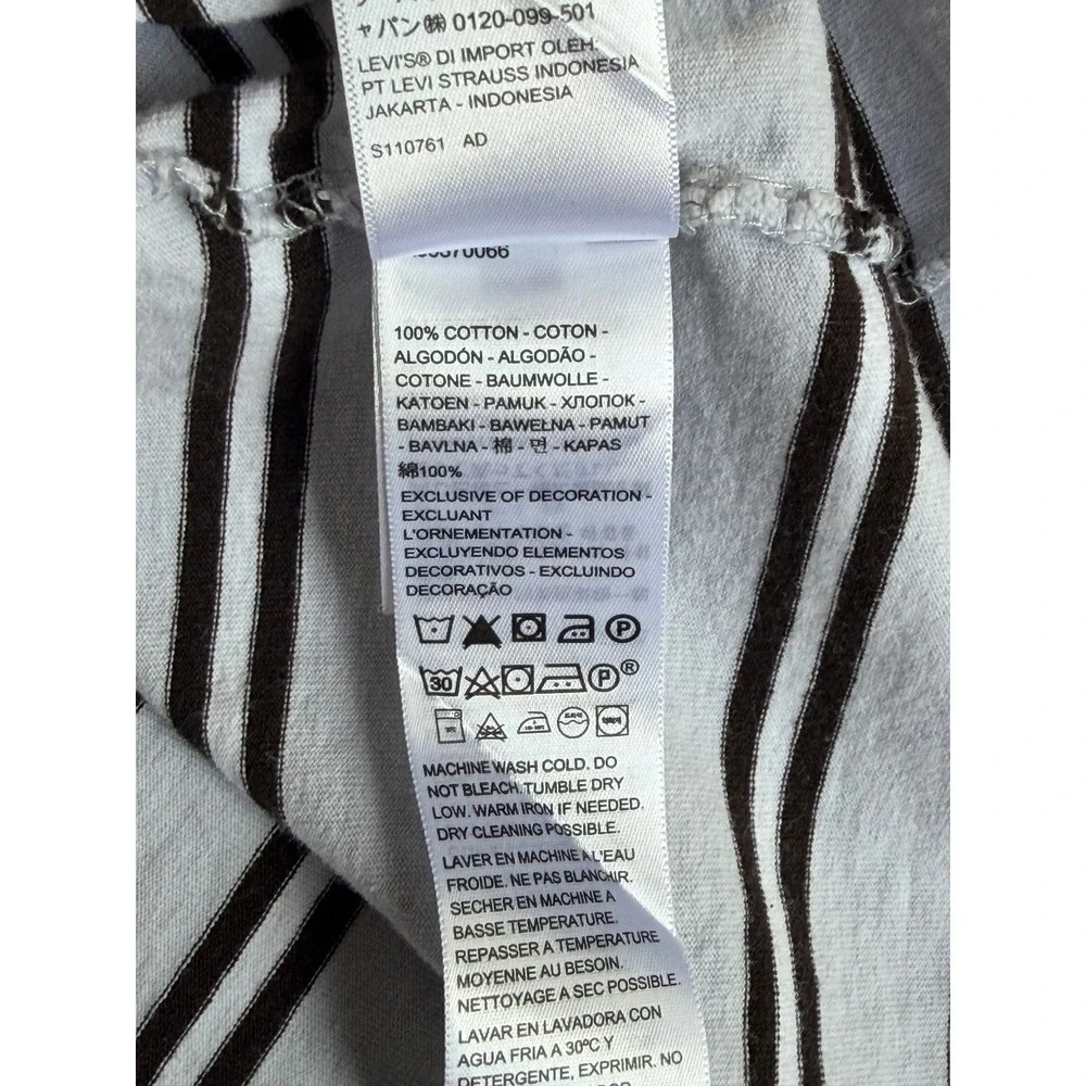 Levis Vintage Fit Striped T-Shirt Mens Large White Black Short Sleeve Cotton Tee